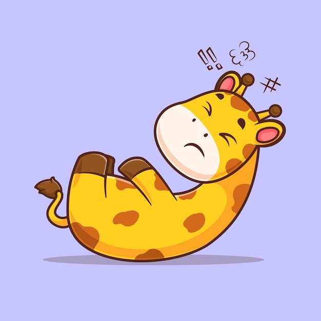 Cute giraffe sit up cartoon vector icon illustration. animal nature icon concept isolated premium