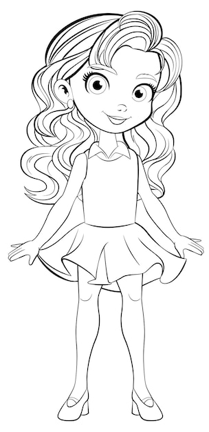 Cute Girl Cartoon Character Doodle for Coloring Pages