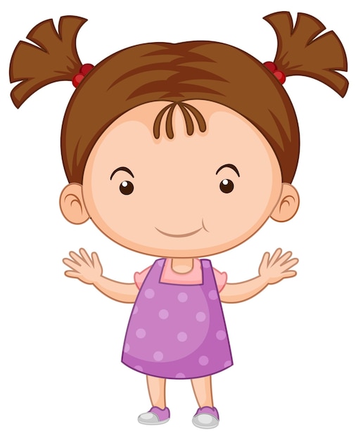 Бесплатное векторное изображение Симпатичная девушка мультипликационный персонаж на белом фоне