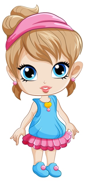 Free vector cute girl cartoon character wearing headband