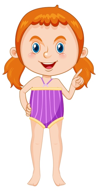 Cute girl cartoon character wearing swimming suit