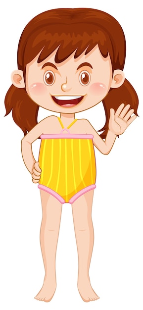 Free vector cute girl cartoon character wearing swimming suit