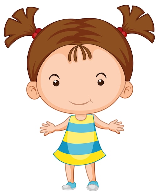 Free vector cute girl cartoon character on white background