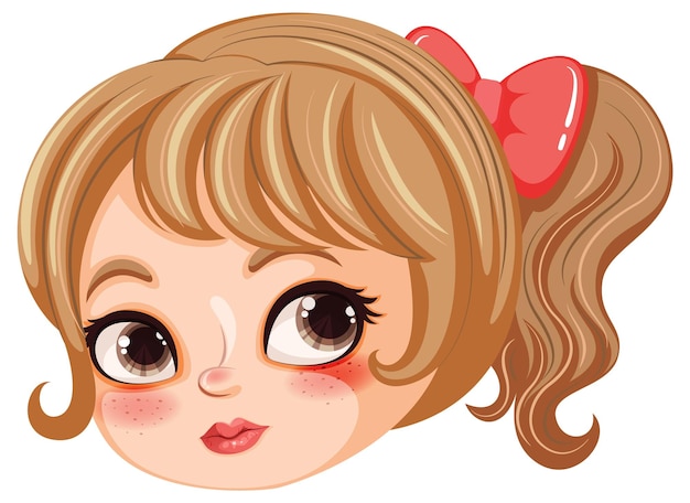 Cute Girl Cartoon Character with Big Eyes