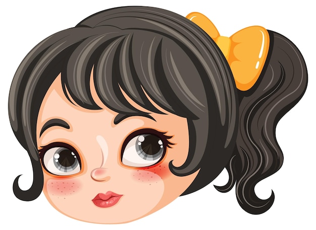 Free vector cute girl cartoon character with big eyes