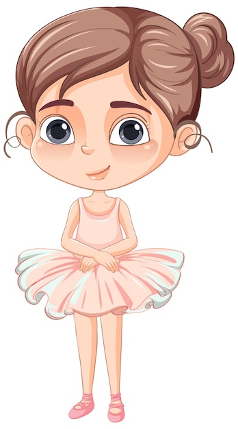 Cute girl cartoon character with pink ballet outfit