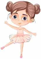 Free vector cute girl cartoon character with pink ballet outfit