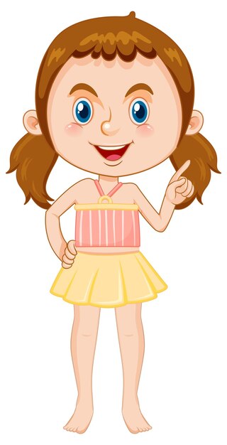 白い背景の上のかわいい女の子チアリーダー漫画のキャラクター