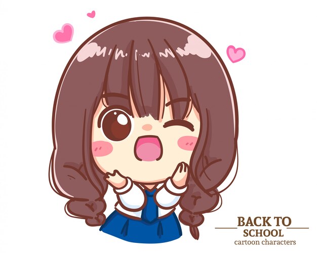 幸せな子供学生制服学校イラストロゴに戻る プレミアムベクター