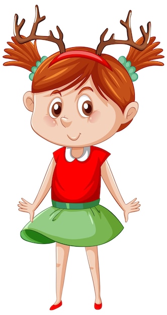 Free vector cute girl in christmas costume cartoon character