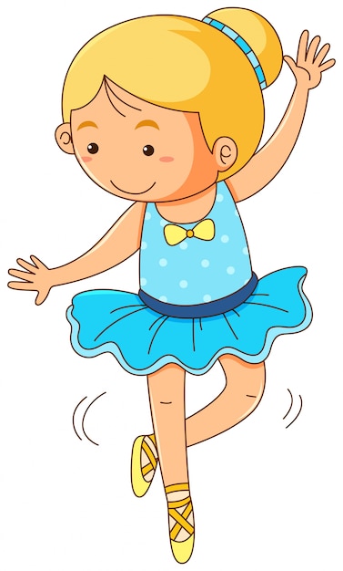 Free vector cute girl doing ballet on white background