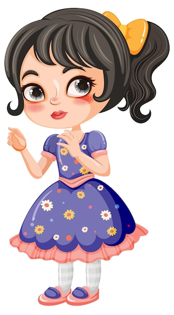 Free Vector | Cute girl in a dress cartoon character