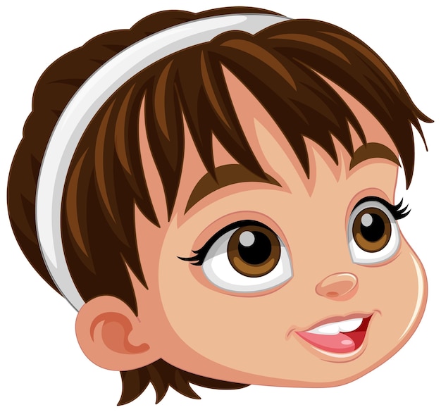 Free vector cute girl face cartoon wearing hair band isolated