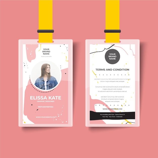 Cute girl front and back id card template