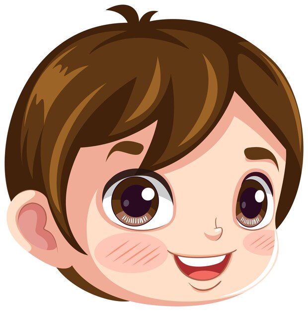 Cute girl head cartoon happy