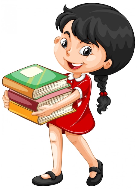 Free vector cute girl holding books