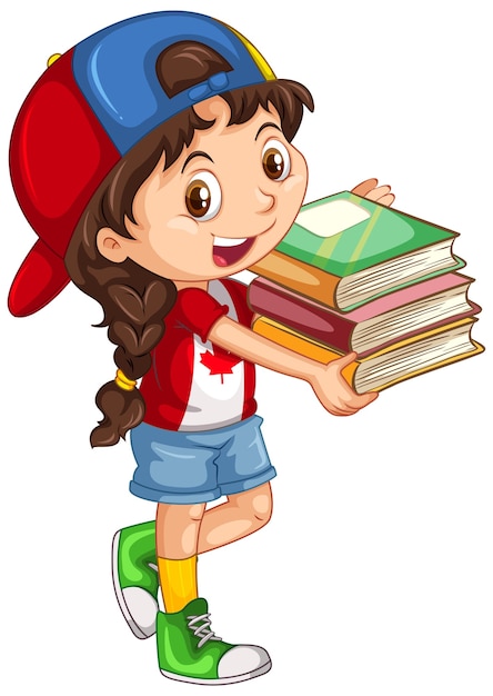 Free vector cute girl holding books