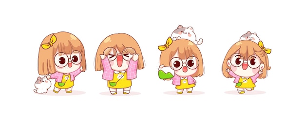漫画のイラストを叫んでメガホンとかわいい女の子 無料のベクター