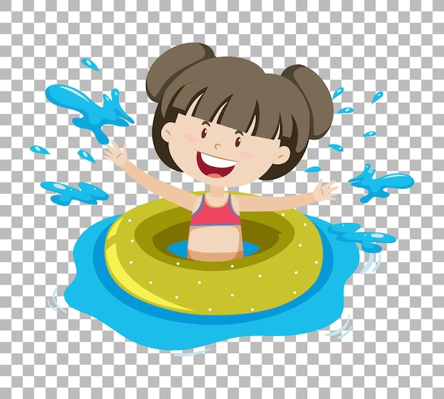 Free vector cute girl in inflatable ring