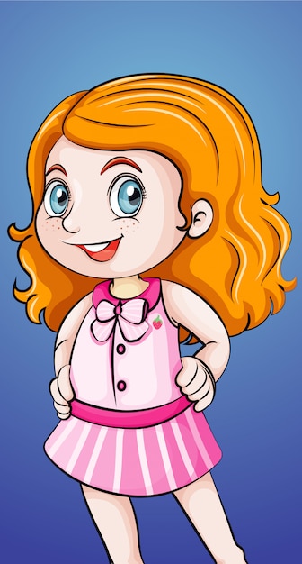 Free vector cute girl in pink dress