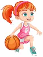 Free vector cute girl playing basketball