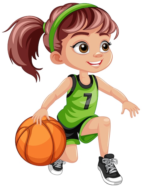 Free vector cute girl playing basketball