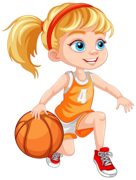 Cute girl playing basketball