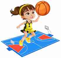 Free vector cute girl playing basketball