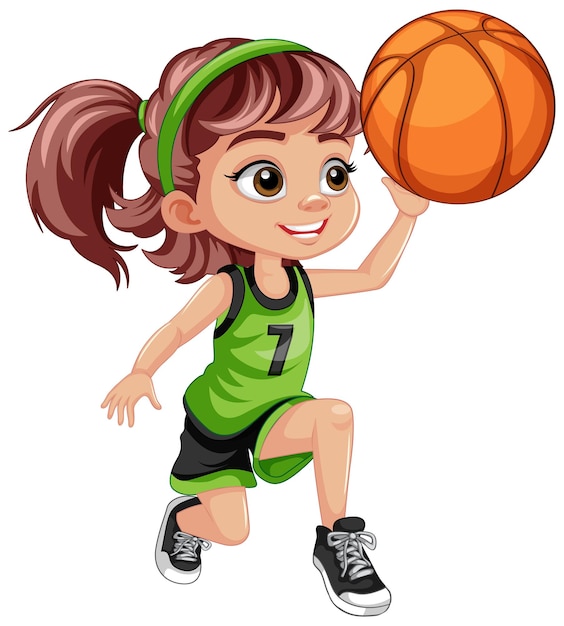 Free vector cute girl playing basketball