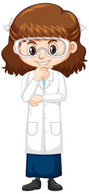 Free vector cute girl in science gown on white