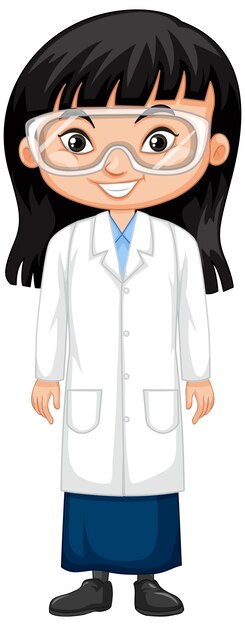 Free vector cute girl in science gown on white