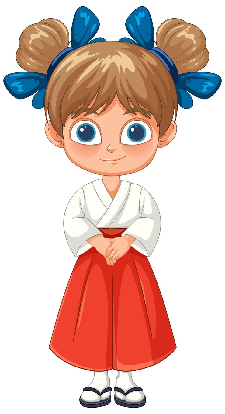 Free Vector cute girl in traditional outfit