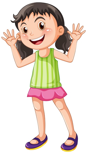 Free vector cute girl wearing green shirt cartoon character