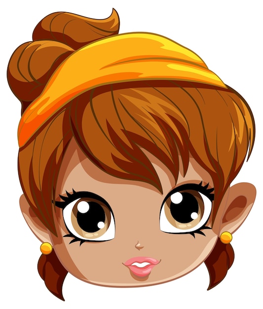 Free vector cute girl wearing headband cartoon face