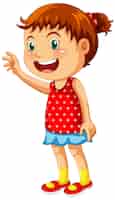 Бесплатное векторное изображение Симпатичная девушка в красной рубашке мультипликационный персонаж