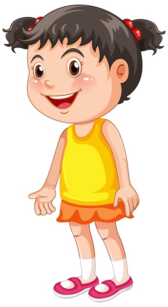 Free vector cute girl wearing yellow shirt cartoon character