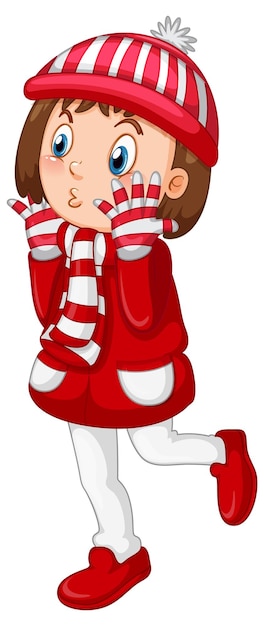 Cute girl in winter outfit cartoon