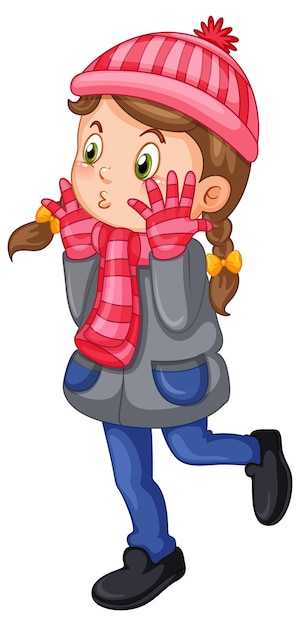 Cute girl in winter outfit cartoon