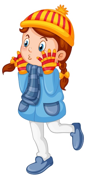 Free vector cute girl in winter outfit cartoon