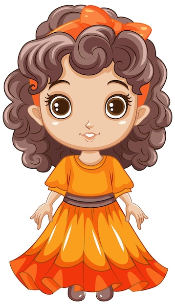 Free vector cute girl with brown curly hair