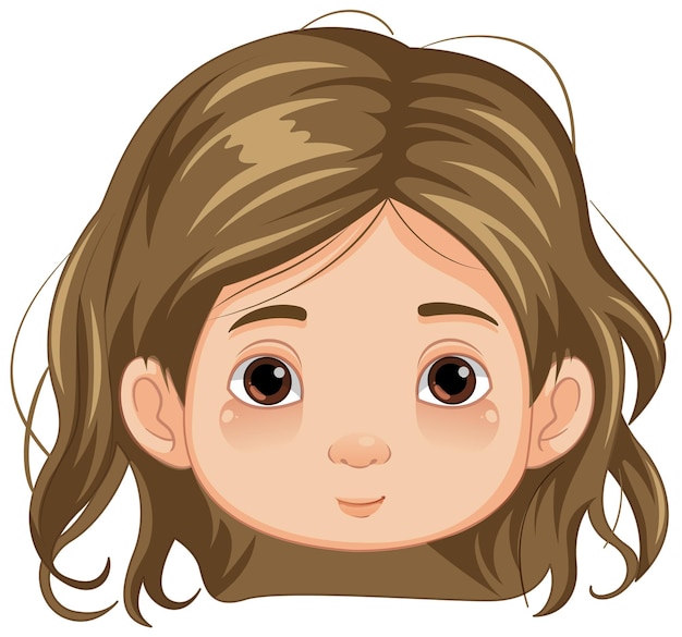 Free vector cute girl with brown hair cartoon