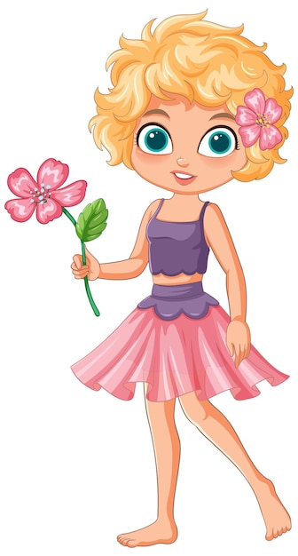 Free vector cute girl with flower