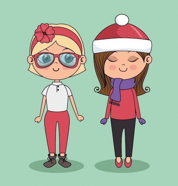 Free vector cute girls fashion friend