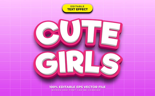 Cute girls text effect style