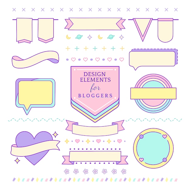 Free vector cute and girly design elements for bloggers vector