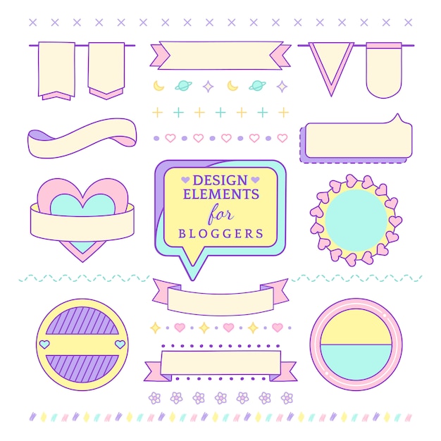 Free vector cute and girly design elements for bloggers vector