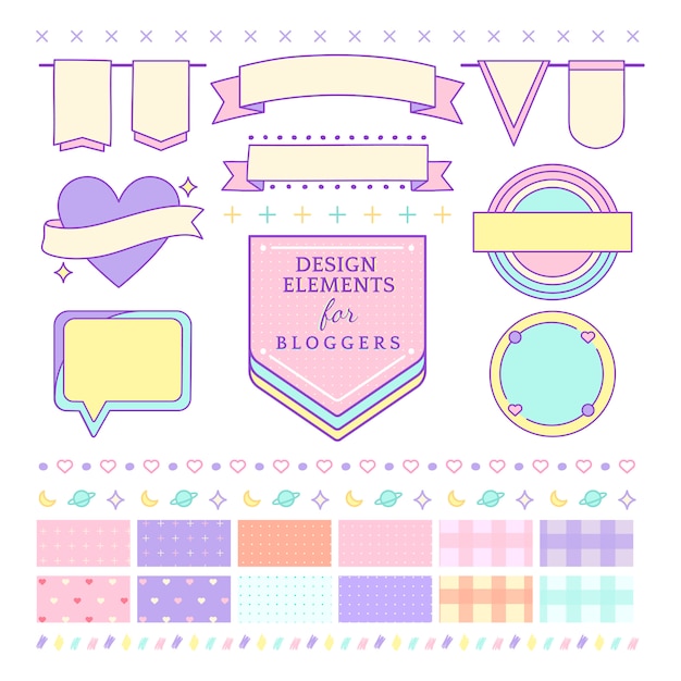 Cute and girly design elements for bloggers vector