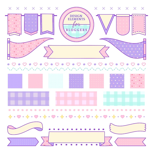 Free vector cute and girly design elements for bloggers vector