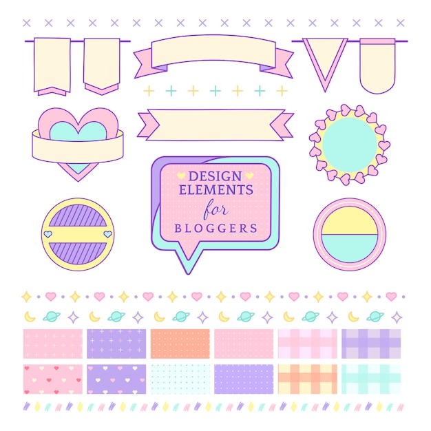 Free vector cute and girly design elements for bloggers vector