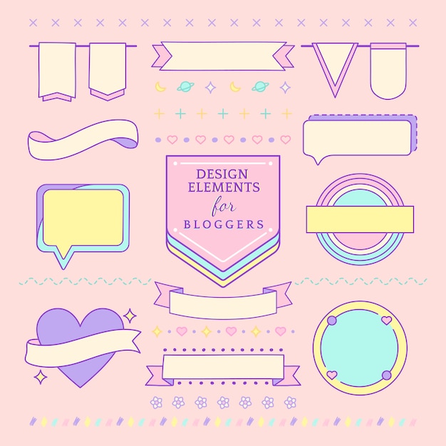 Cute and girly design elements for bloggers vector